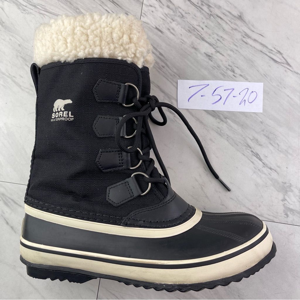 Sorel Boots Womens Size 7 Carnival Snow Black Leather Waterproof